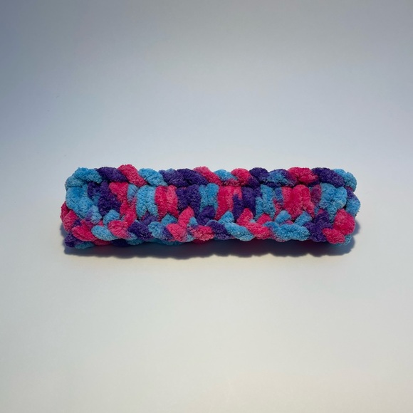 Handmade Kid’s Super Soft & Cozy Winter Headband/Ear Wrap - Pink, Purple & Blue - Picture 3 of 9